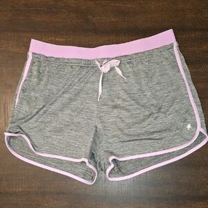 Tek Gear Women's Gray Athletic Shorts with Lavender Trim